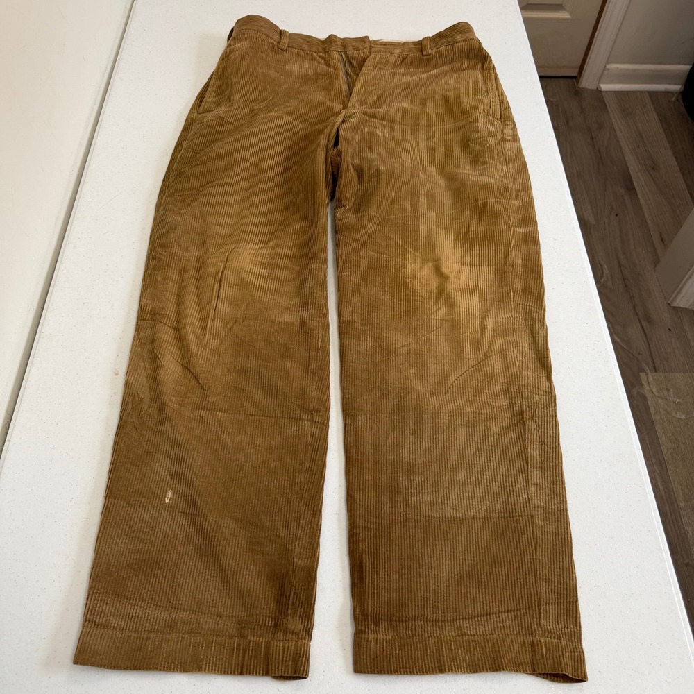 Brooks Brothers Hudson Tan Corduroy Pants Mens 34x32 Straight Leg Wide Wale